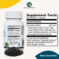 Amazing Herbs Black Seed Gold capsules ready for daily use.