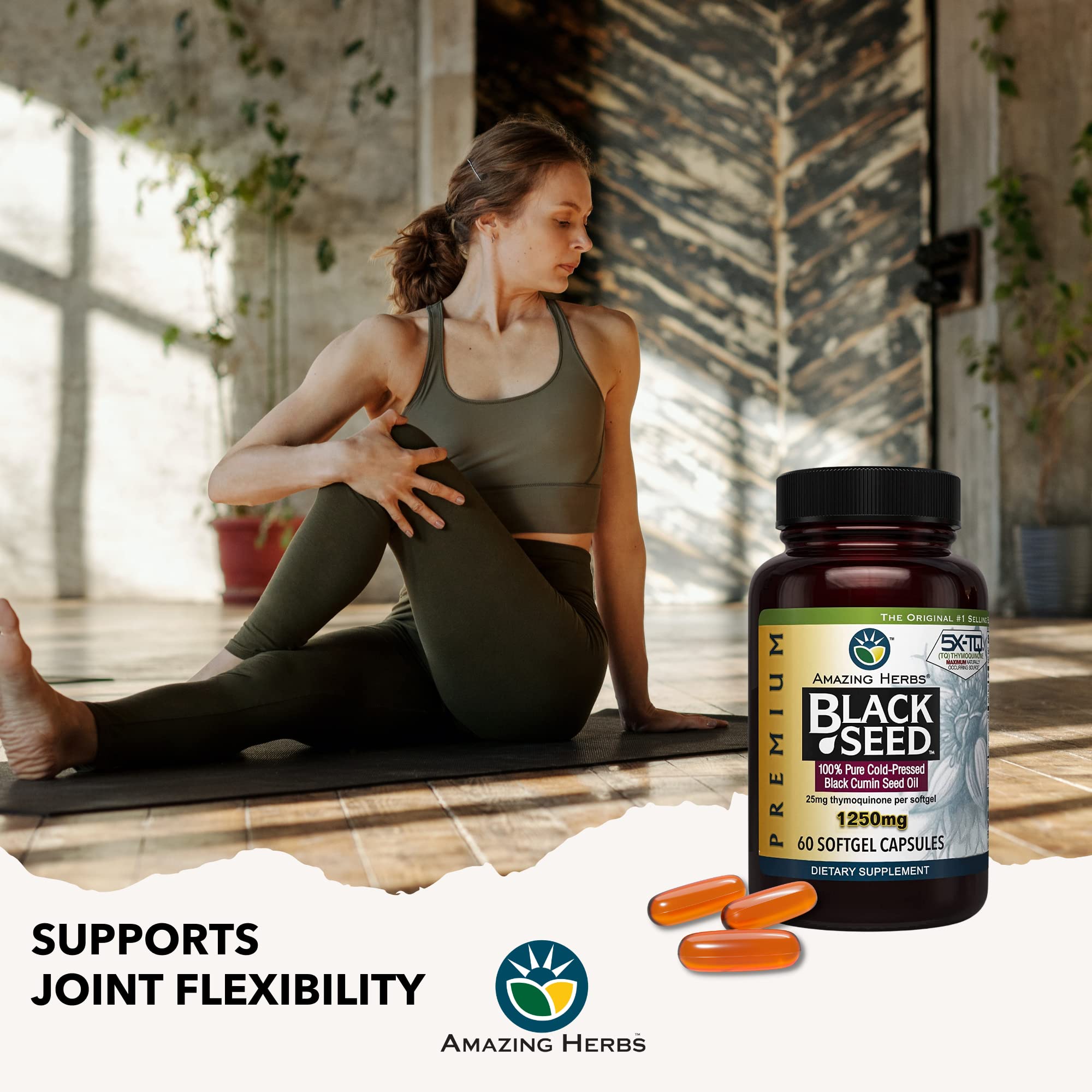 Amazing Herbs capsules in hand convey portability for on-the-go support.