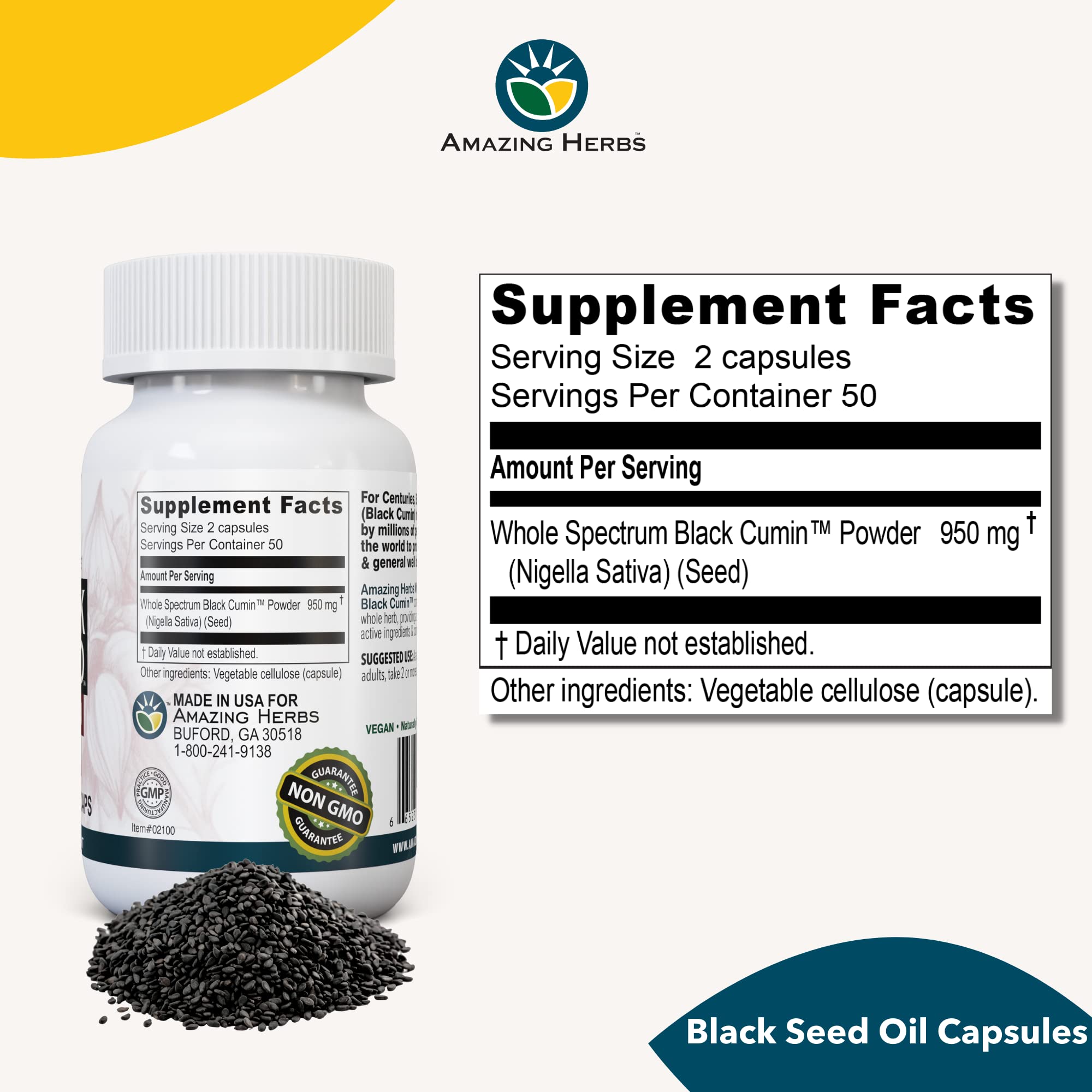 Amazing Herbs Vegan gluten-free label on bottle emphasizes allergen-friendly formula.