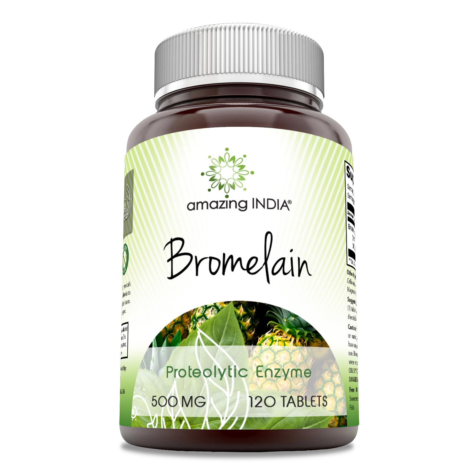 Amazing India Bromelain bottle front view, suitable for daily use.