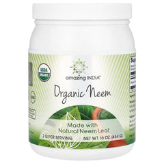Amazing India Neem Powder 16oz bottle shown for purification and skin support.