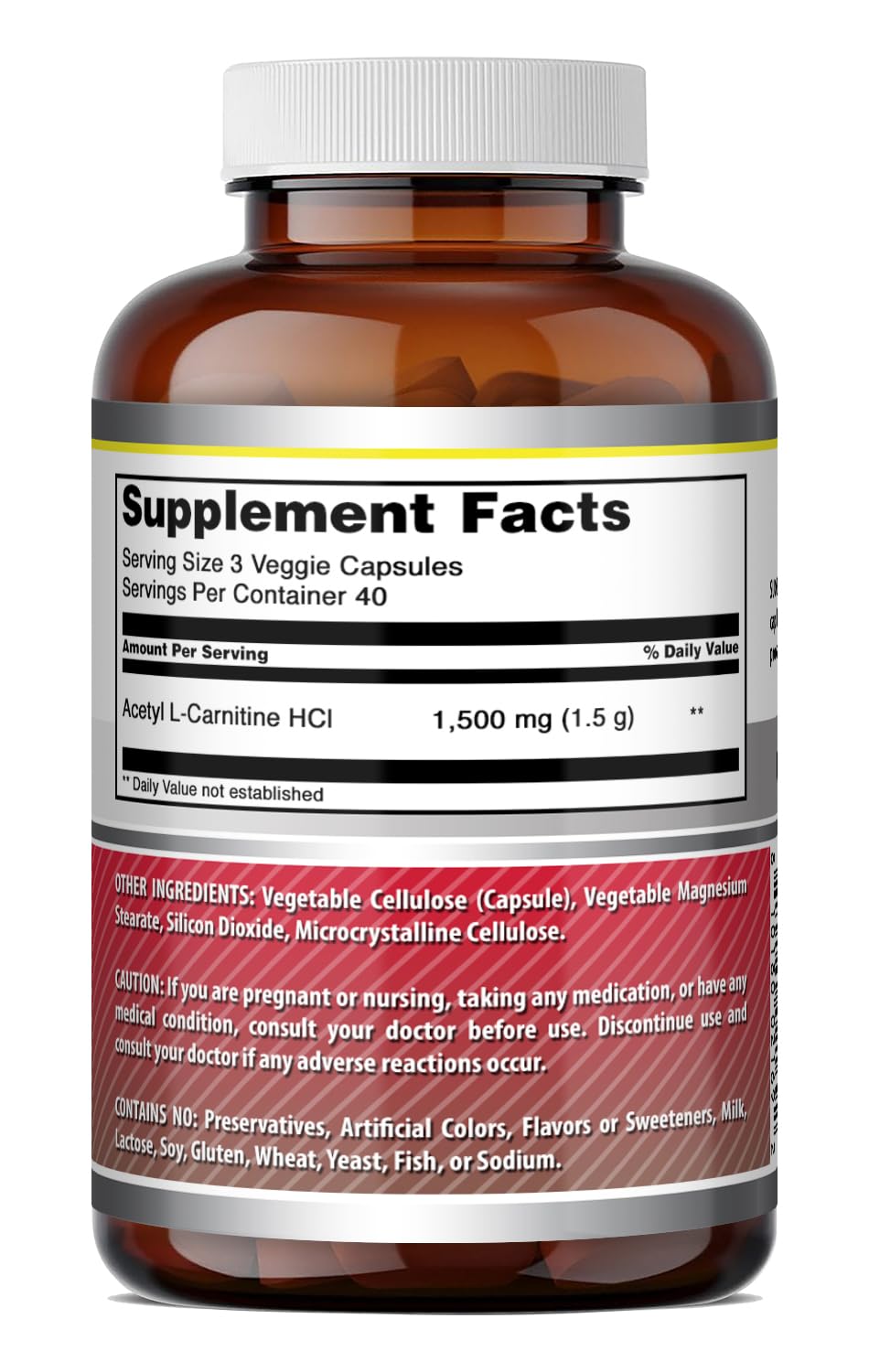 Amazing Nutrition Acetyl L-Carnitine capsules close-up for precise dosing.
