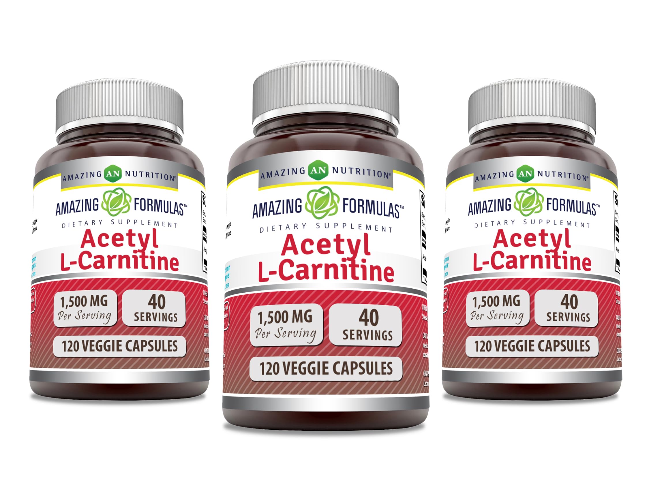 Amazing Nutrition Acetyl L-Carnitine HCl 1500 mg serving bottle supports daily energy metabolism.