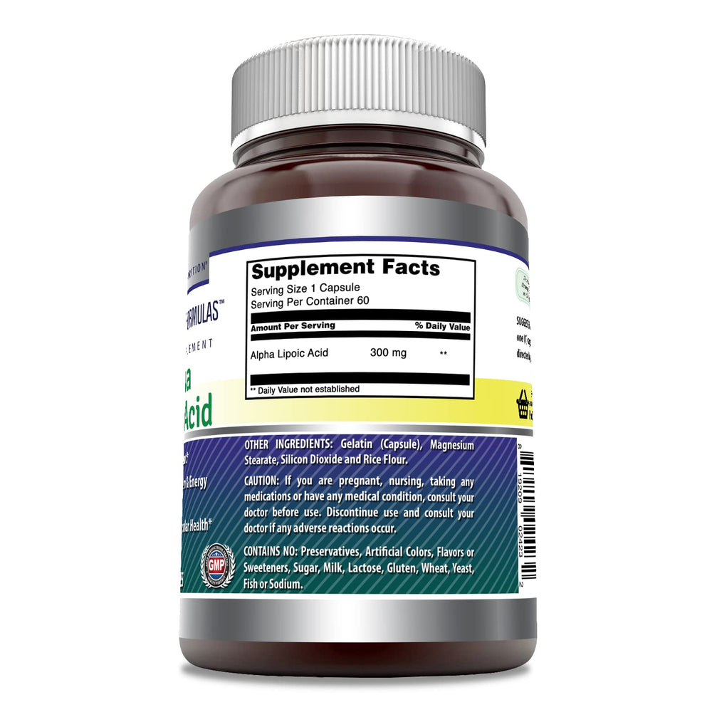 Amazing Nutrition Alpha Lipoic Acid 300 mg capsules for convenient daily use.