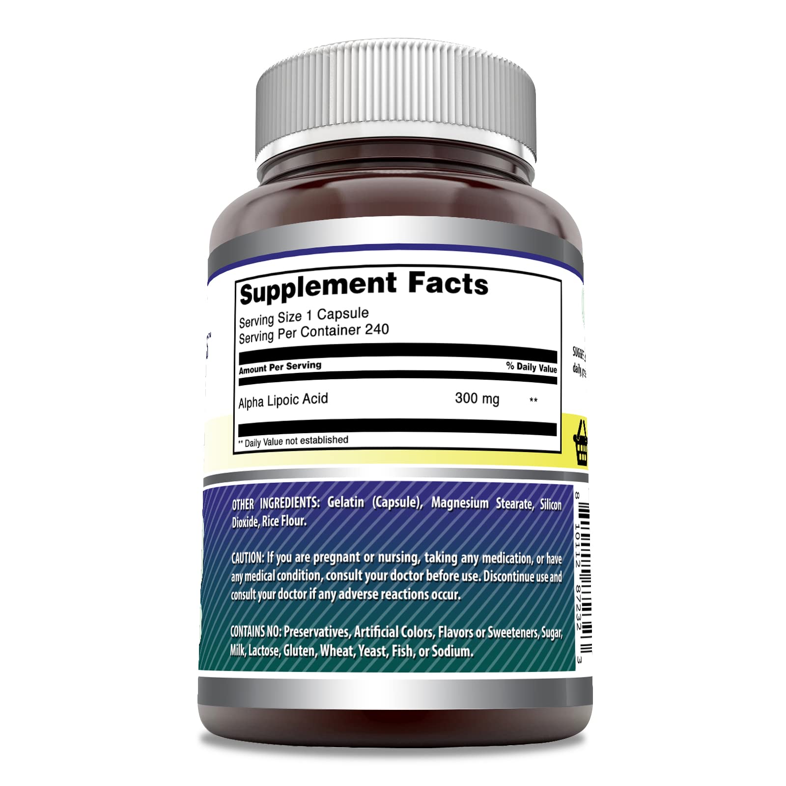 Amazing Nutrition Alpha Lipoic Acid 300 mg capsules close-up showing one capsule per serving