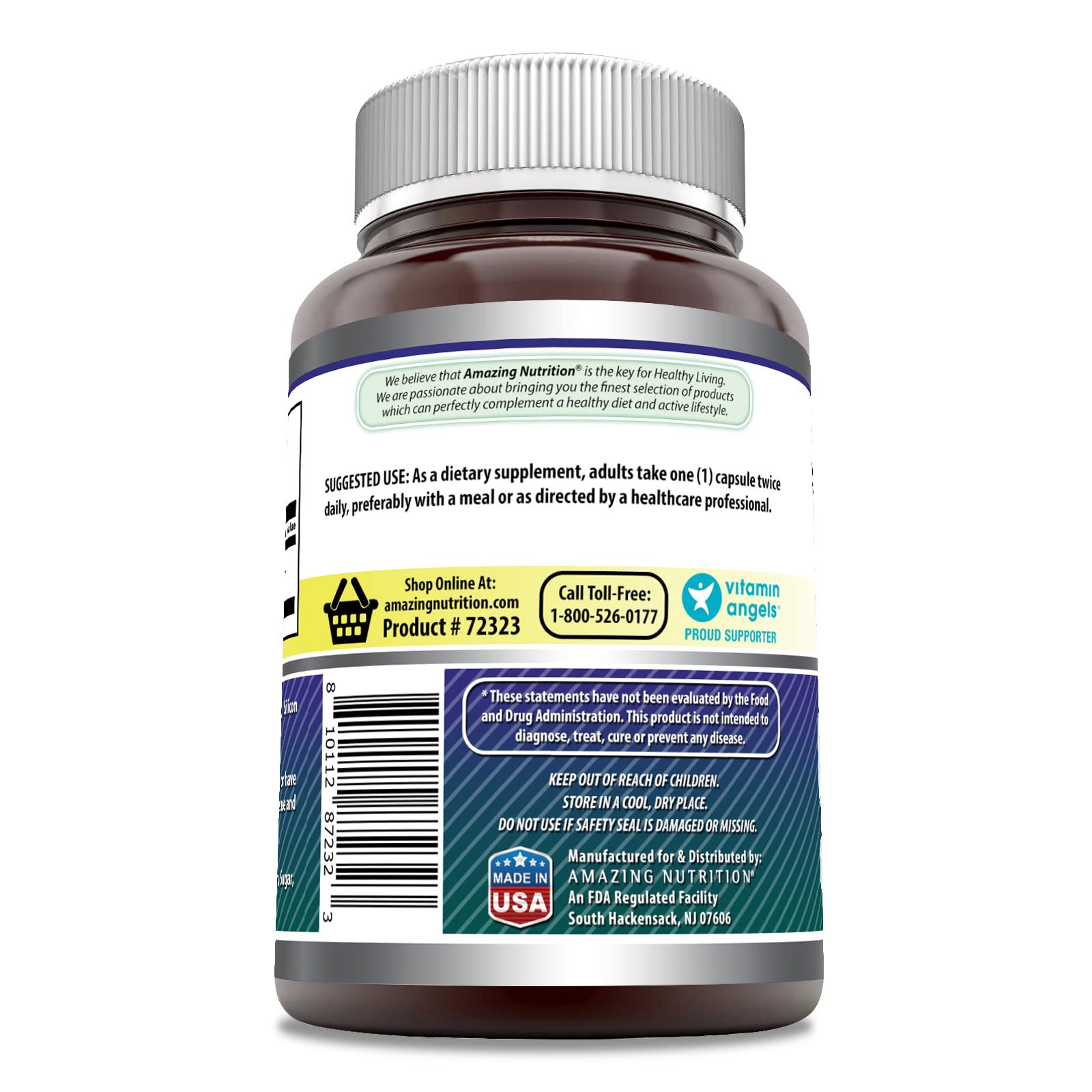 Amazing Nutrition Alpha Lipoic Acid 300 mg label close-up highlighting non-GMO gluten-free quality