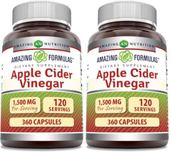 Amazing Nutrition Amazing Formulas Apple Cider Vinegar capsules bottle close-up for daily wellness support.