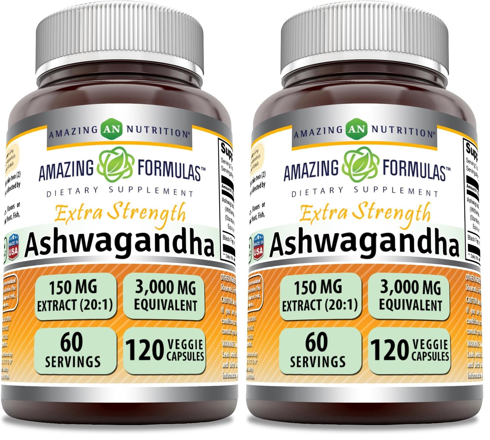 Amazing Nutrition Amazing Formulas Ashwagandha bottle on shelf for daily wellness.