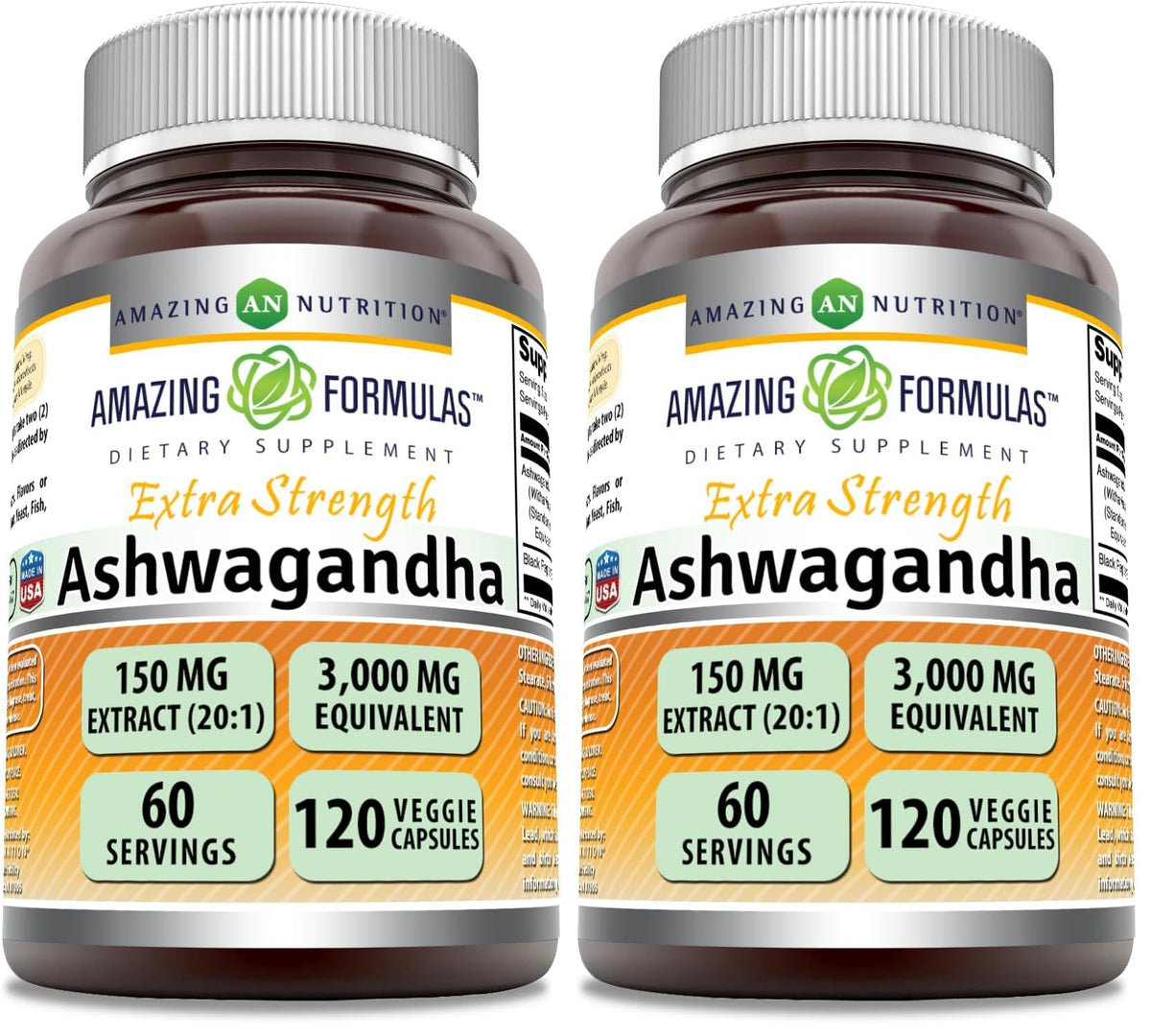 Amazing Nutrition Amazing Formulas Ashwagandha bottle on shelf for daily wellness.