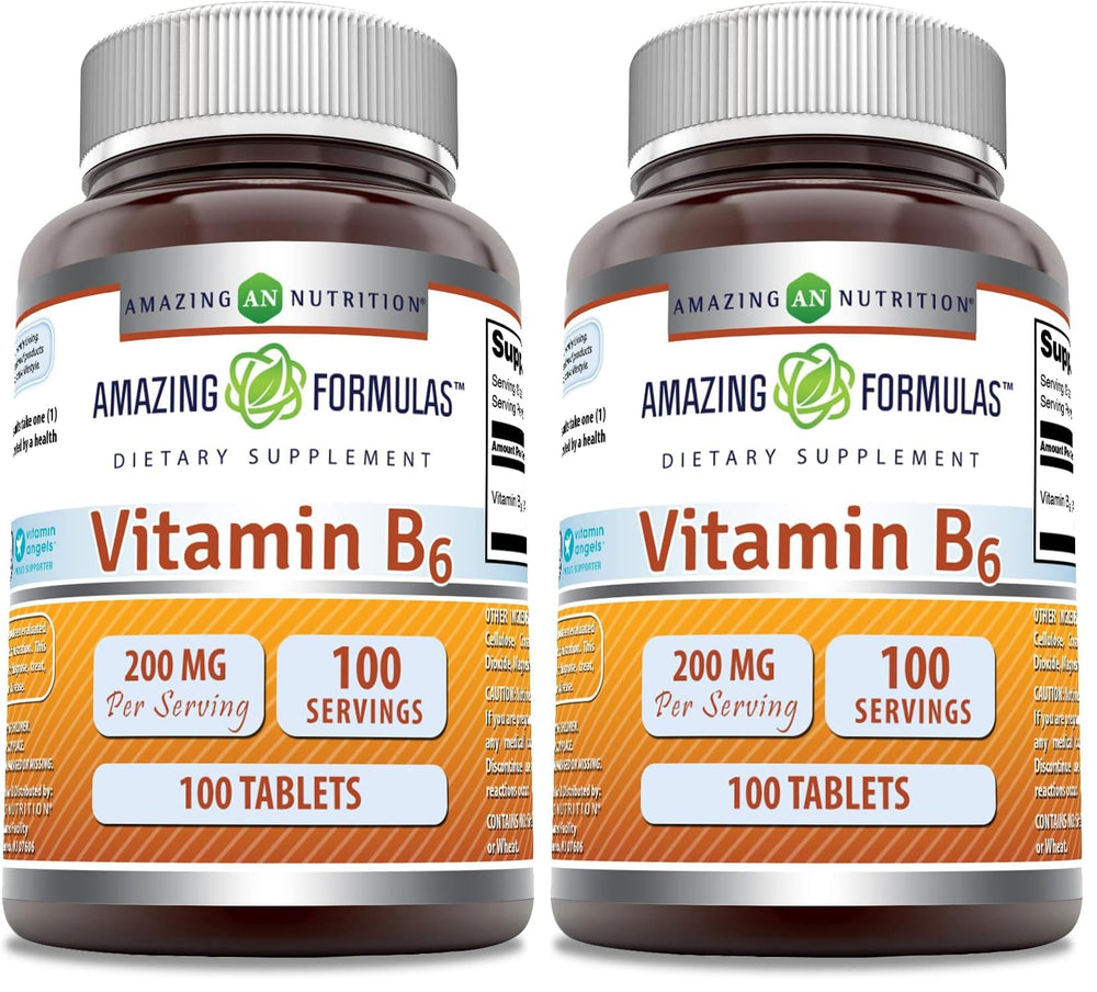 Amazing Formulas Vitamin B6 200mg bottle for daily supplement routine.