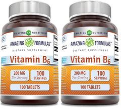 Amazing Formulas Vitamin B6 200mg bottle for daily supplement routine.