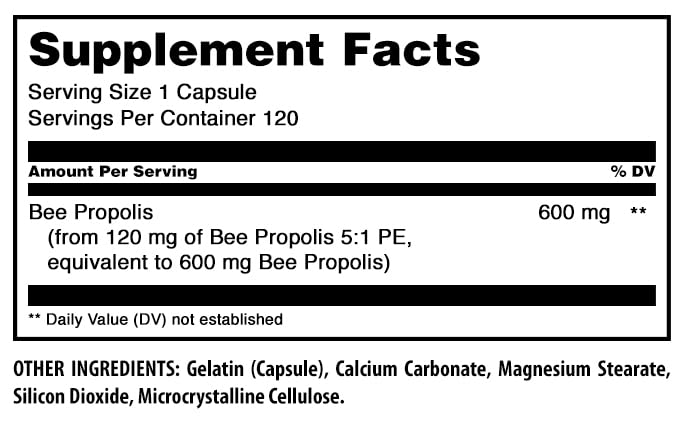 Twist-off cap on Amazing Formulas Bee Propolis bottle for secure storage.