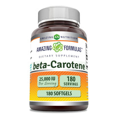 Amazing Nutrition beta-carotene softgel bottle supports daily nutrient intake