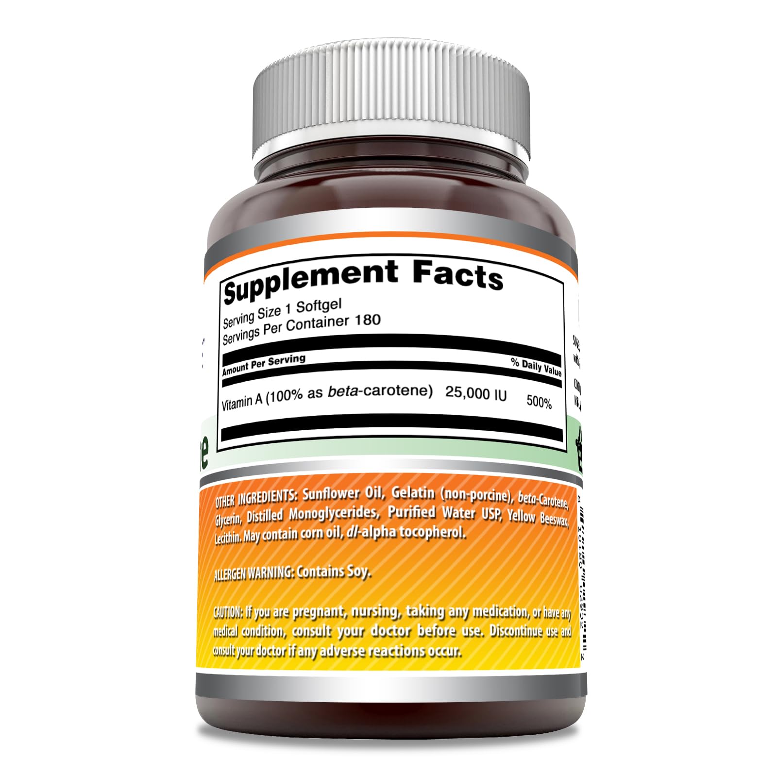 Amazing Nutrition beta-carotene softgel pills shown for convenient daily use