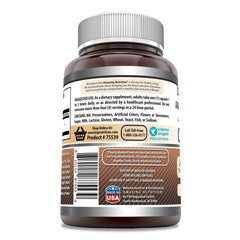 Bottle label on Amazing Formulas caffeine showing gluten-free and Non-GMO details.