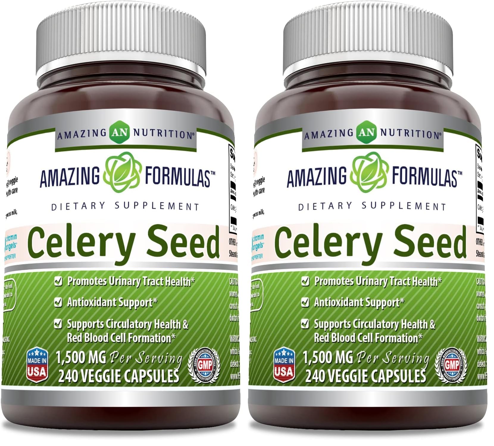 Amazing Formulas celery seed extract bottle, 1500 mg per serving, for daily wellness.