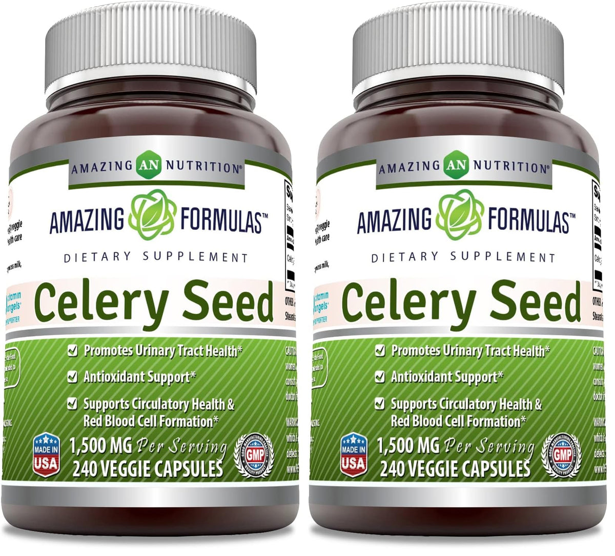 Amazing Formulas celery seed extract bottle, 1500 mg per serving, for daily wellness.