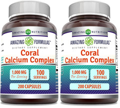 Amazing Nutrition Amazing Formulas Coral Calcium Complex bottle front shows 1000 mg per serving