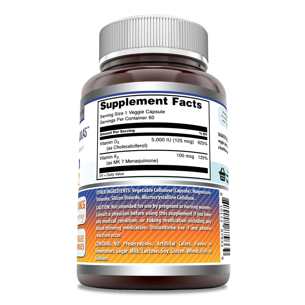 Amazing Formulas D3 K2 capsules on bottle support bone health