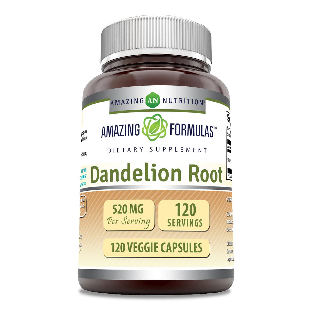 Amazing Nutrition Amazing Formulas Dandelion Root bottle with 520 mg per serving