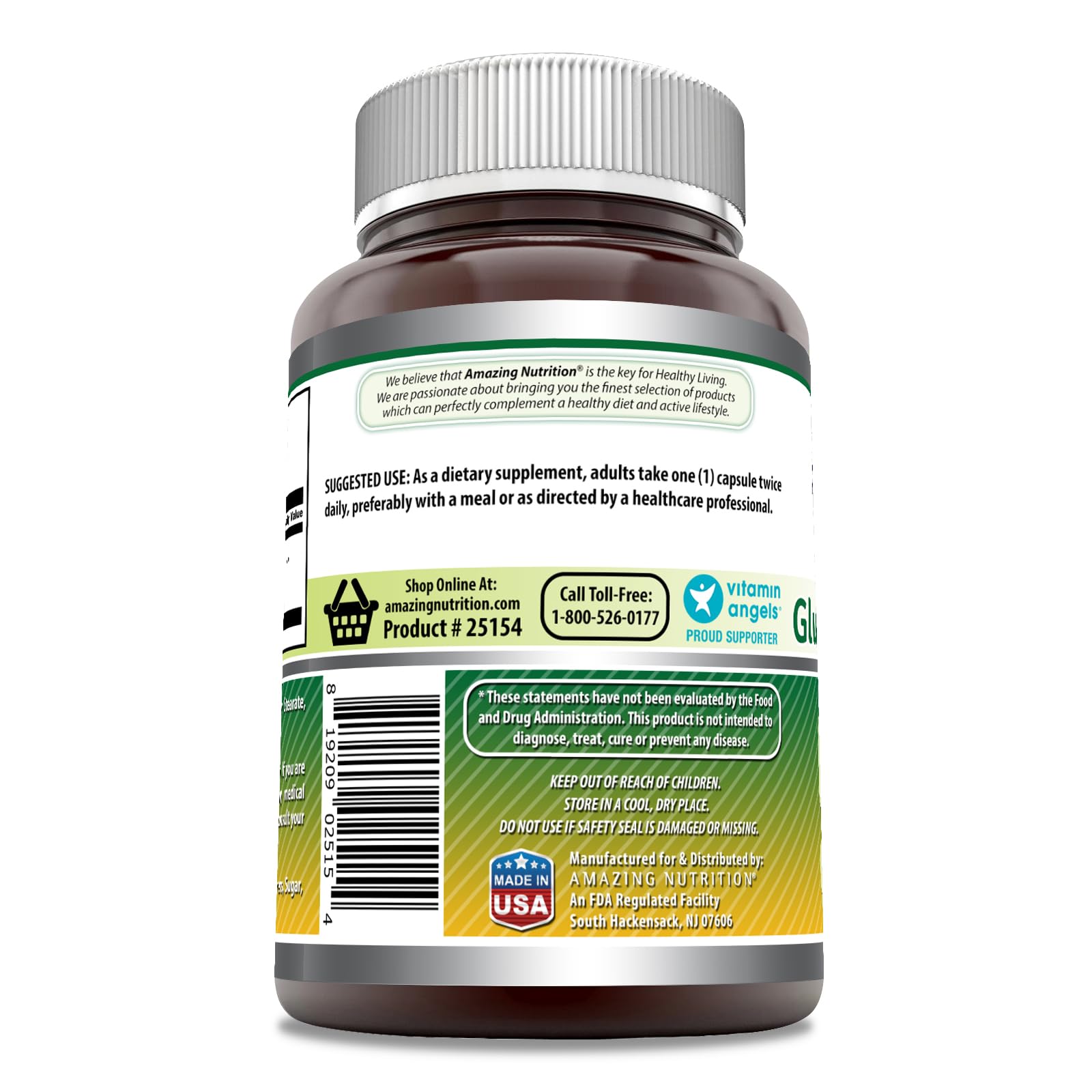 Amazing Nutrition Made in USA product with third-party testing for quality.