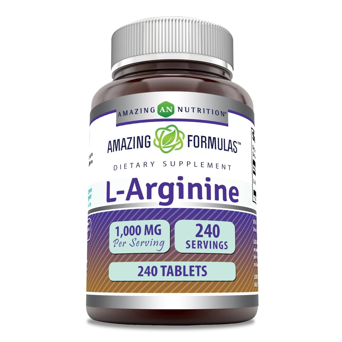 Amazing Nutrition L-Arginine 1000mg tablets packaging highlights purity and ease of daily use.