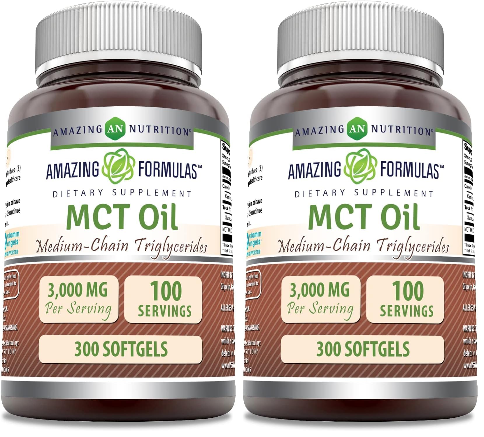 Amazing Nutrition MCT Oil Softgels bottle front for on-the-go fueling