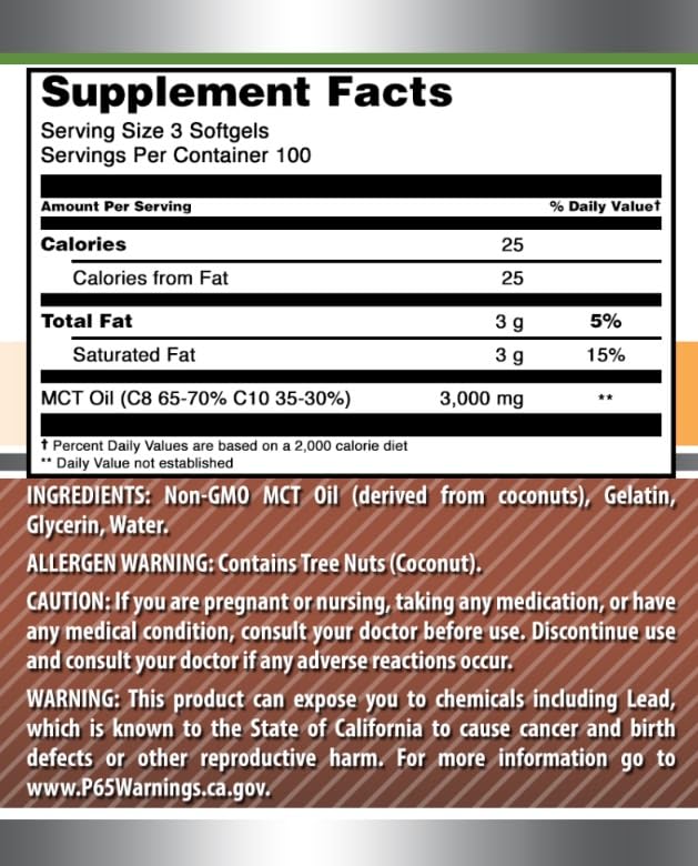 Amazing Nutrition MCT Oil Softgels packaging layout highlighting 2-pack value