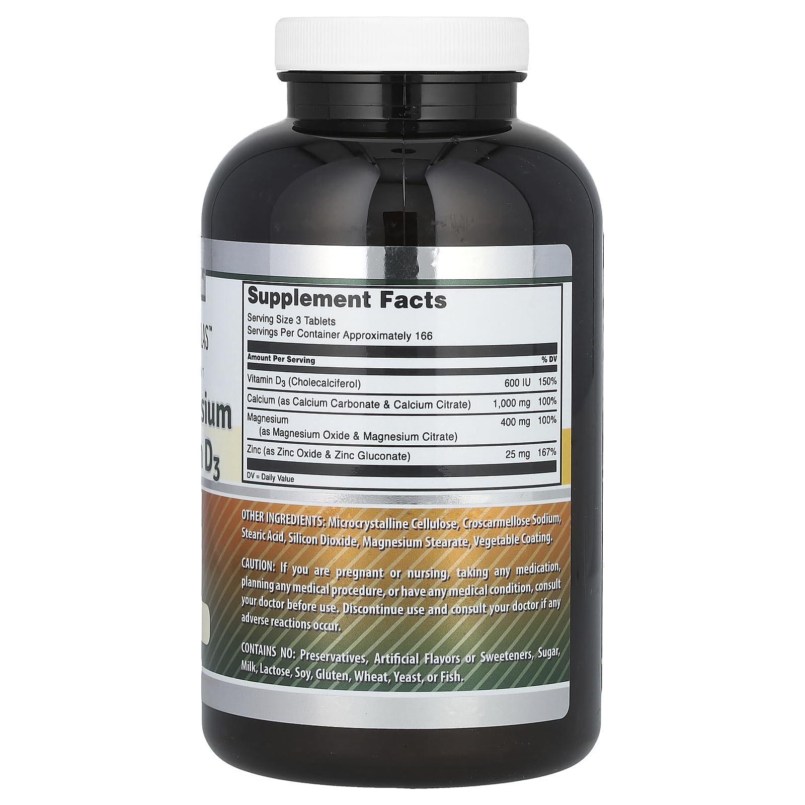 Amazing Nutrition Amazing Formulas tablets close-up showing a 3-tablet serving for daily minerals.