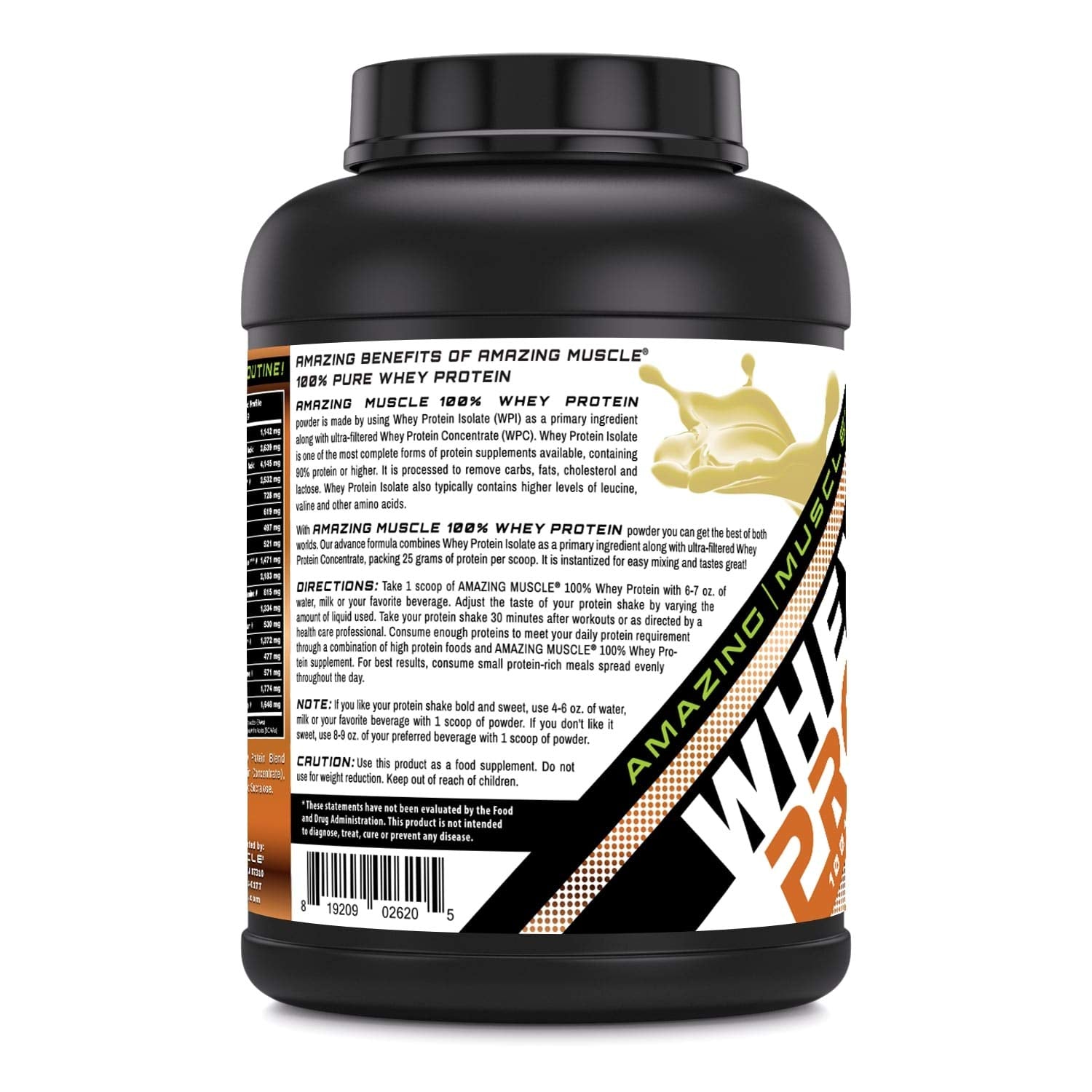 Amazing Nutrition Amazing Muscle whey butterscotch shake glass highlighting creamy texture.