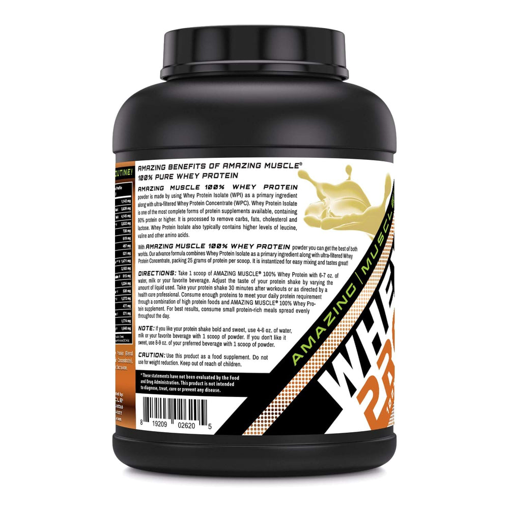 Amazing Nutrition Amazing Muscle whey butterscotch shake glass highlighting creamy texture.
