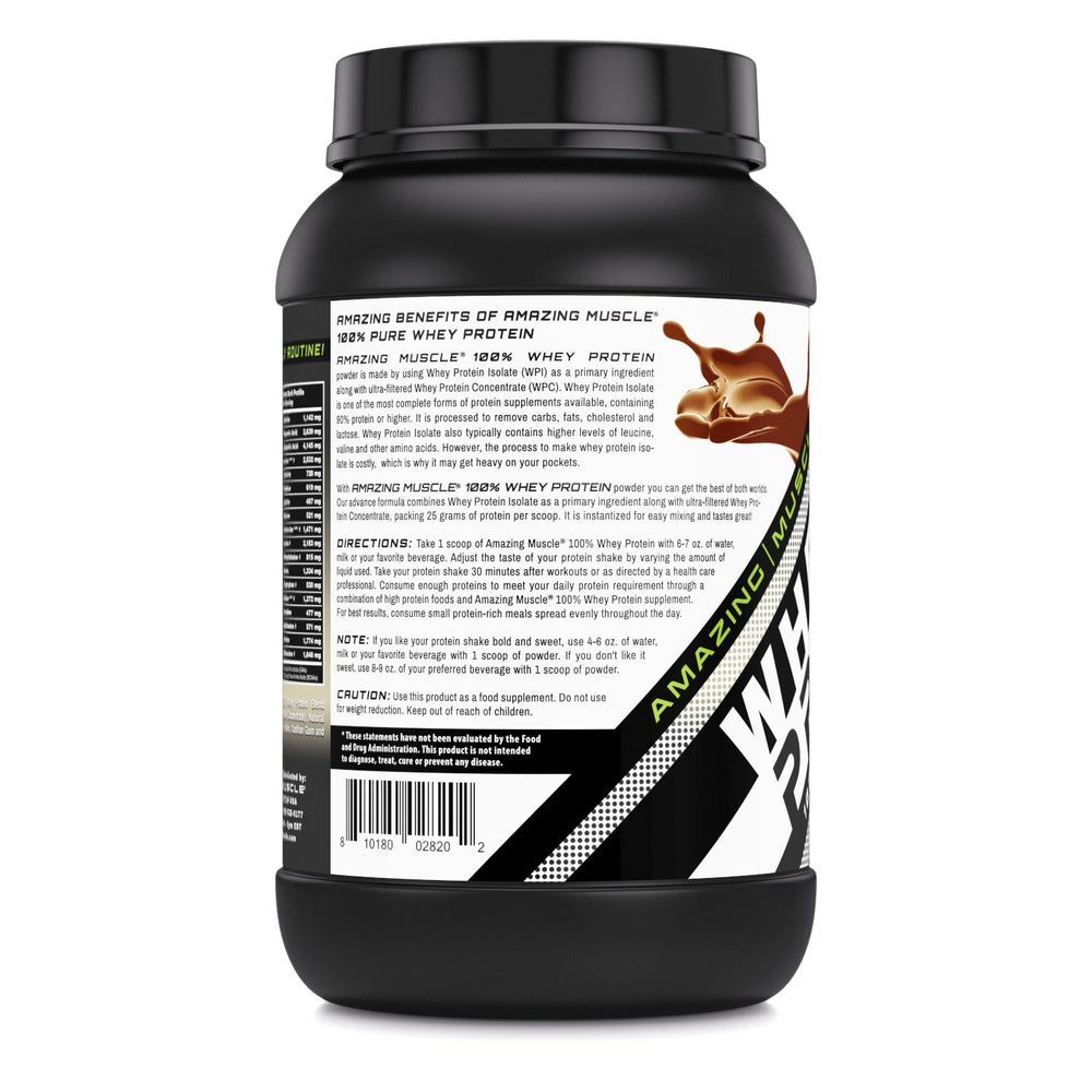 Amazing Nutrition Amazing Muscle whey made in usa label reinforces quality and potency