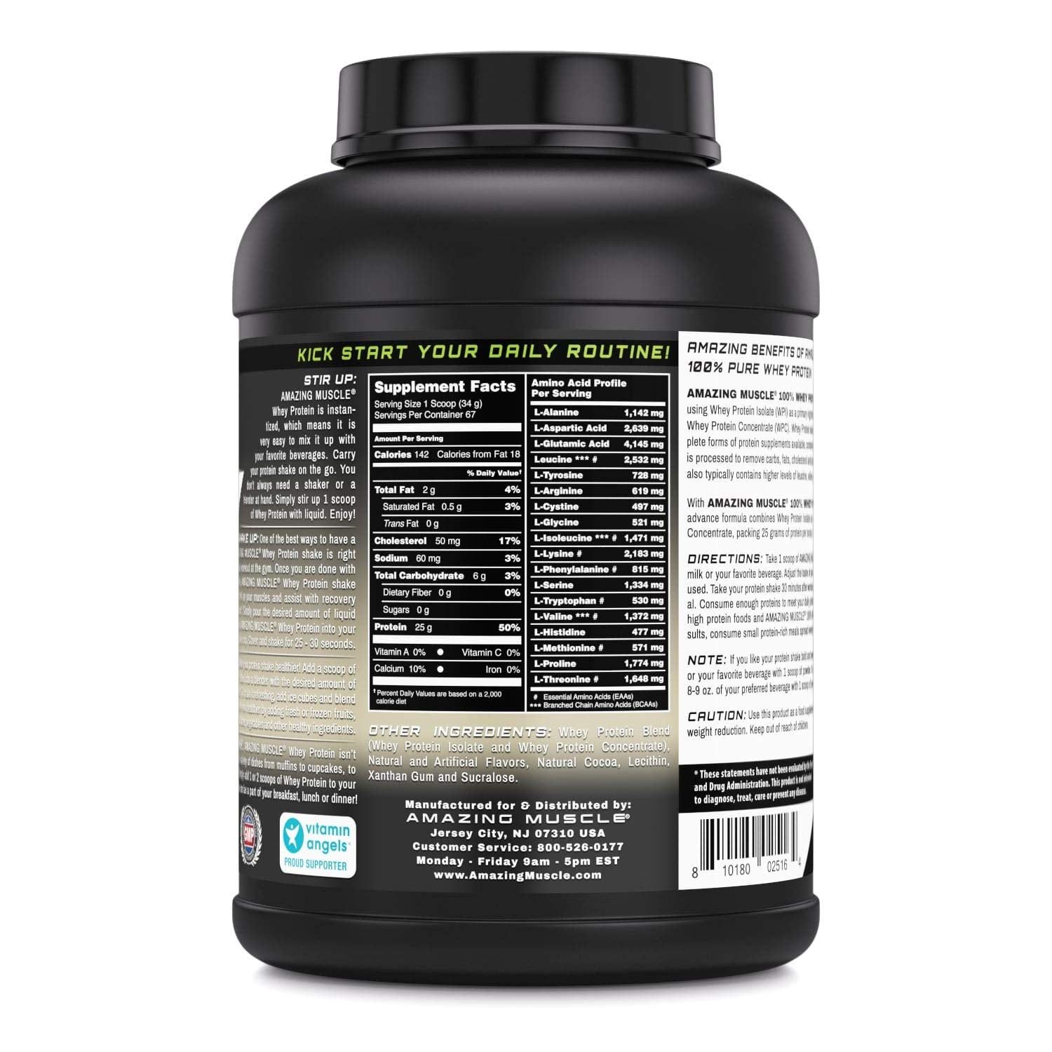 Amazing Nutrition Amazing Muscle Whey shake in glass shows creamy cookies-cream texture.