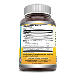 Closeup of Amazing Omega cod liver oil softgels for easy daily use.