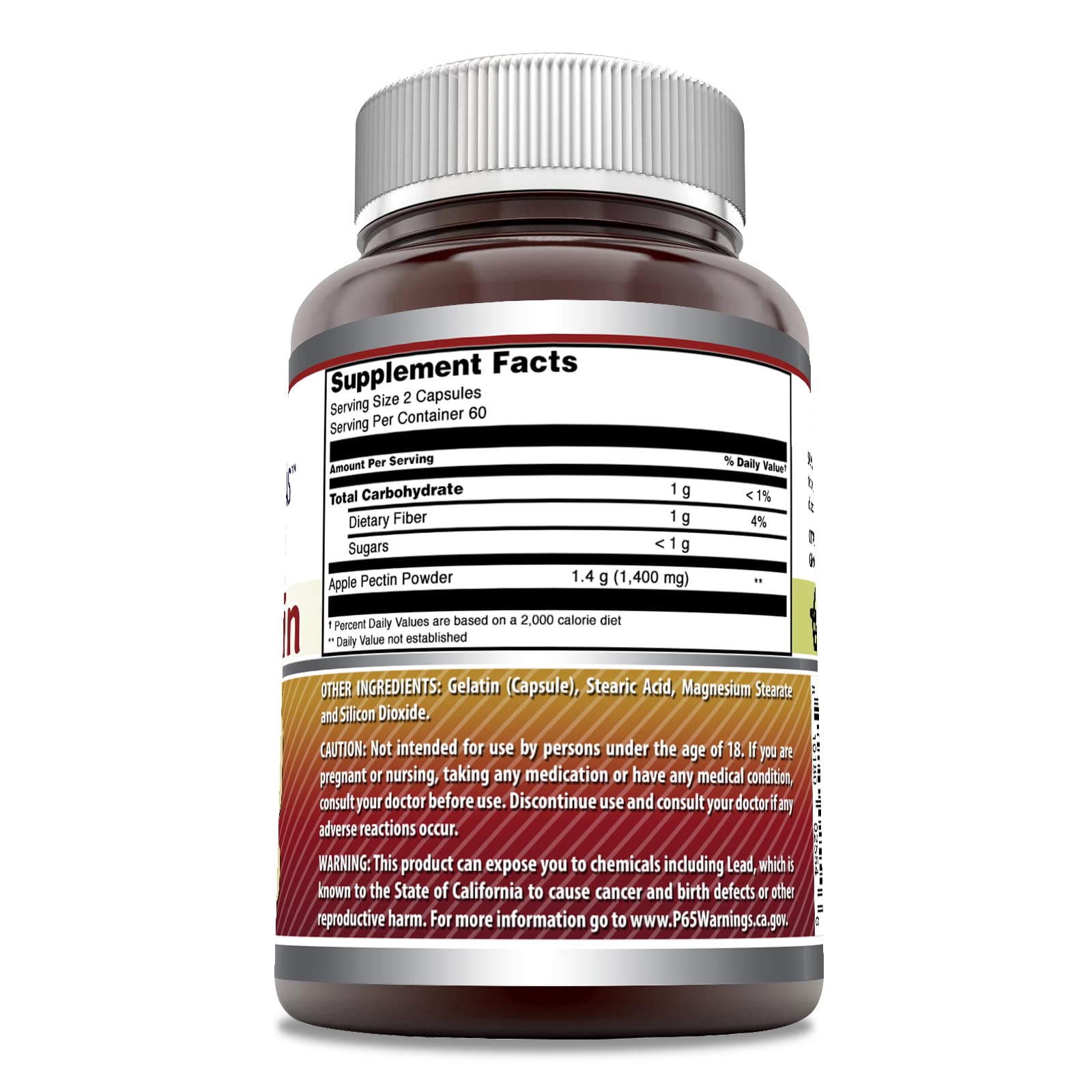 Serving size illustration for Amazing Nutrition Apple Pectin 1400 mg.