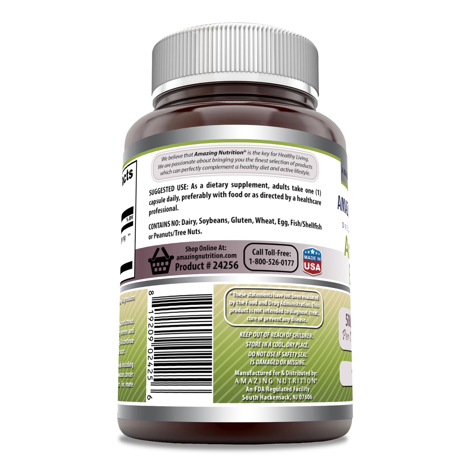 Amazing Nutrition Artichoke Extract capsule close-up for convenient daily supplementation.