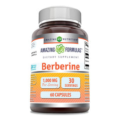 Amazing Nutrition Berberine 1000mg bottle front view highlighting purity and potency.