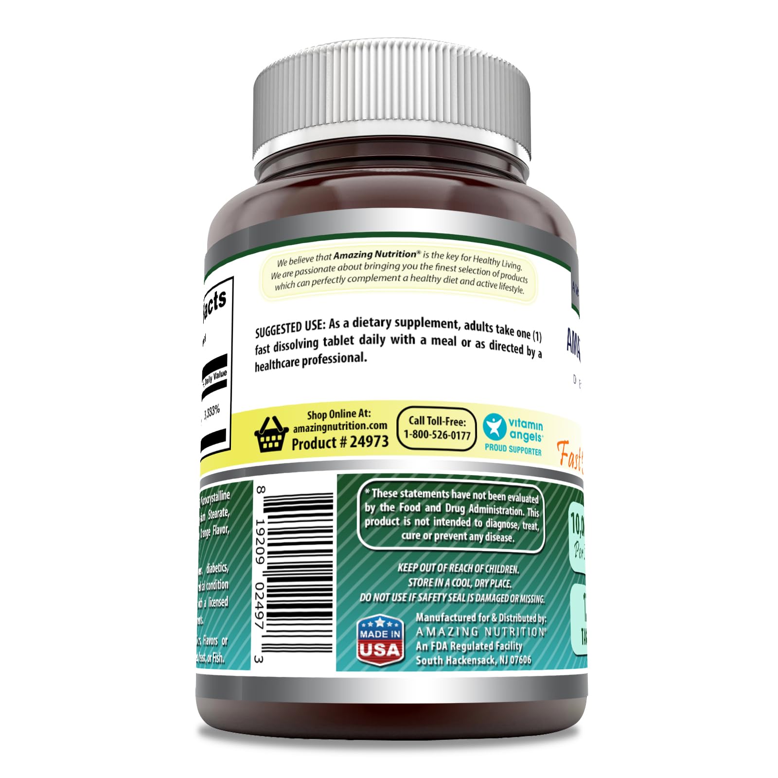 Amazing Nutrition bottle shows 10,000 mcg biotin and packaging details.