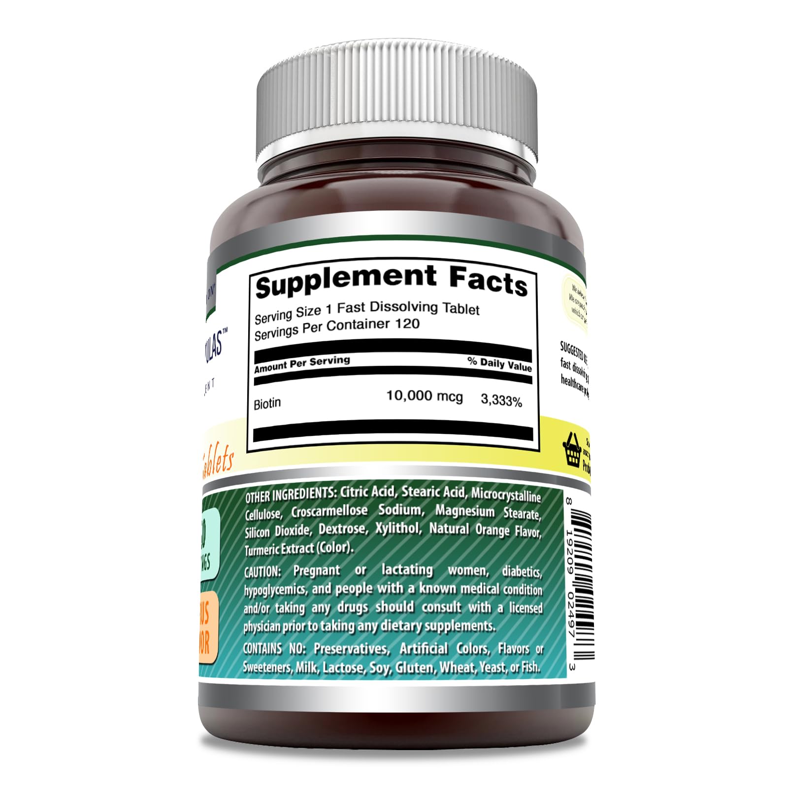 Amazing Nutrition biotin fast-dissolve tablet in hand demonstrates quick-dissolve action.