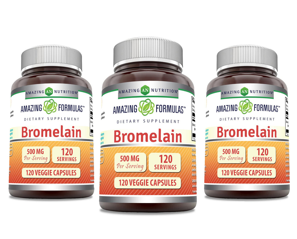 Amazing Nutrition Bromelain bottle front view highlighting enzyme supplement for daily comfort