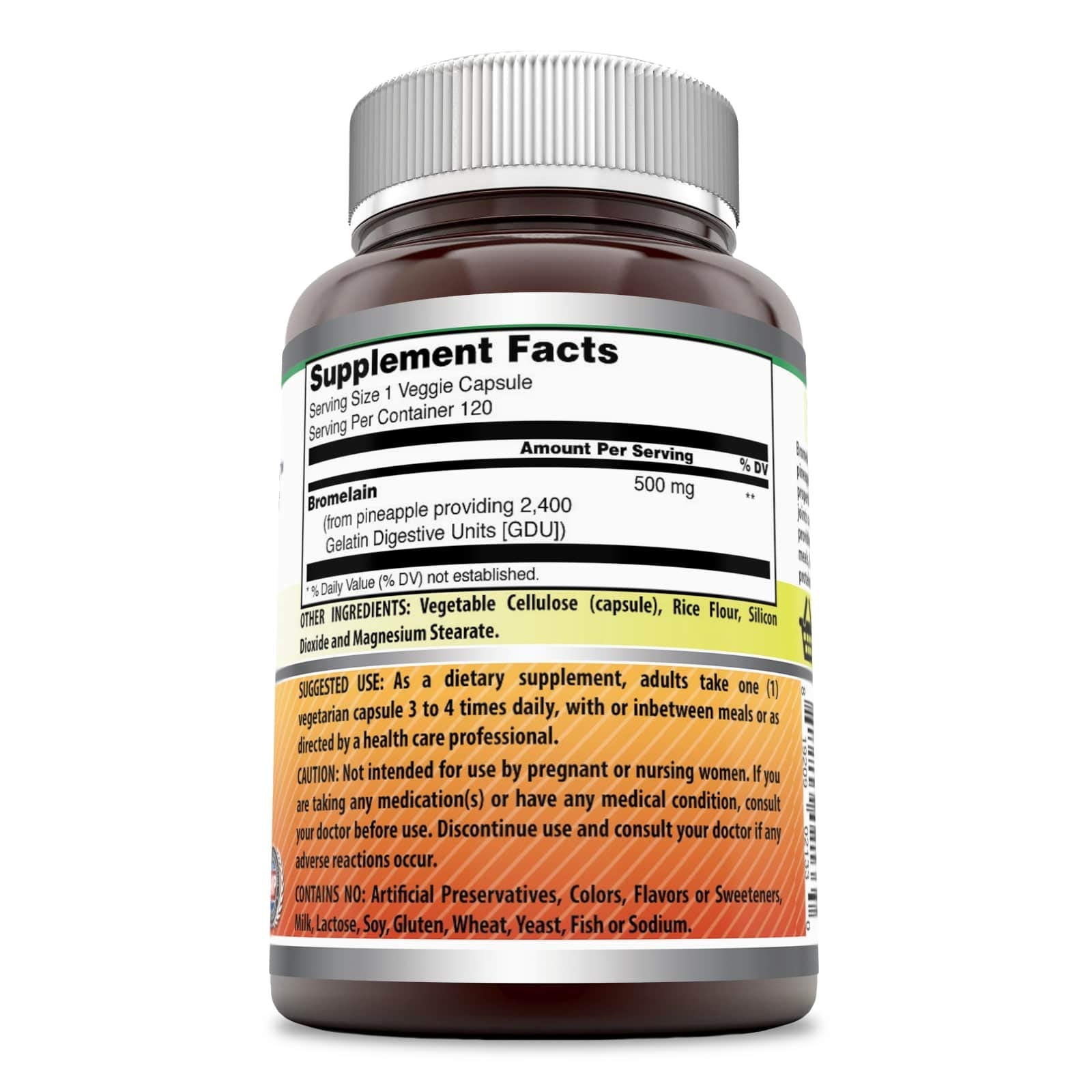 Amazing Nutrition Bromelain capsules closeup shows veggie capsule for gluten-free convenience
