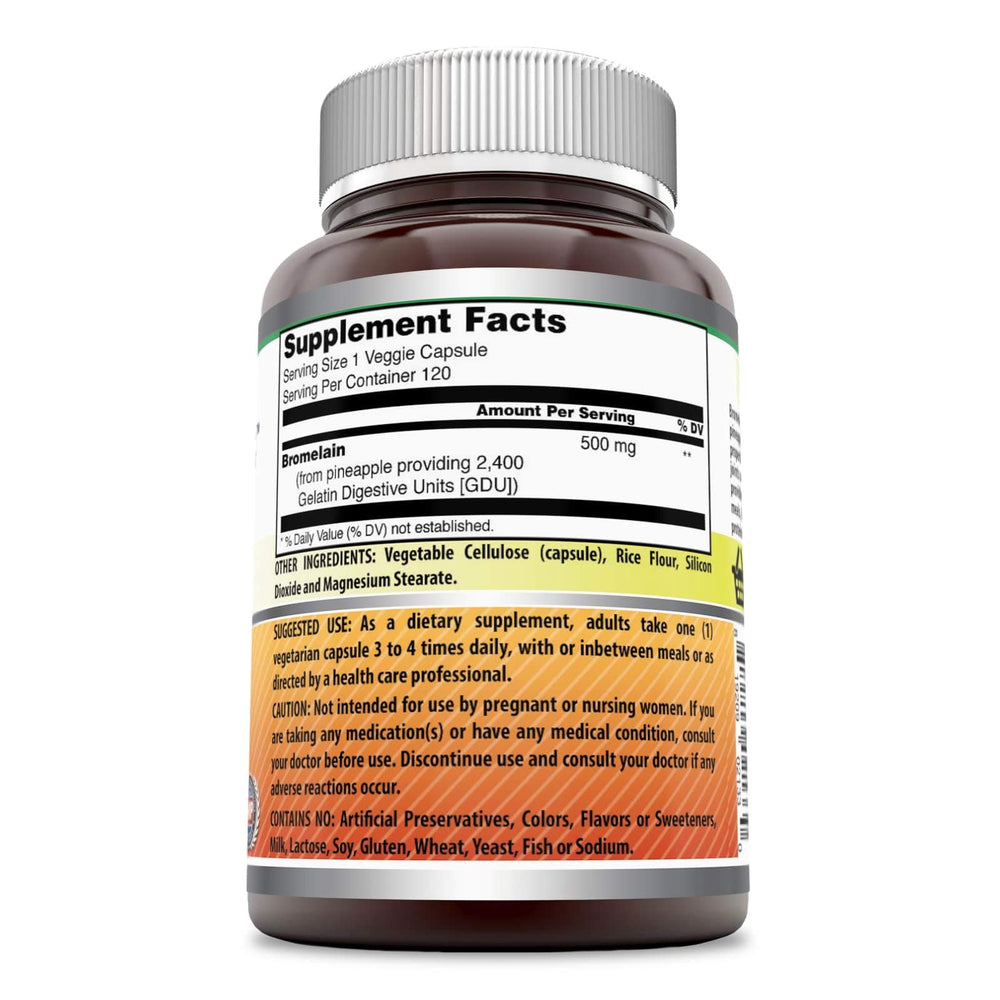 Amazing Nutrition Bromelain capsules closeup shows veggie capsule for gluten-free convenience