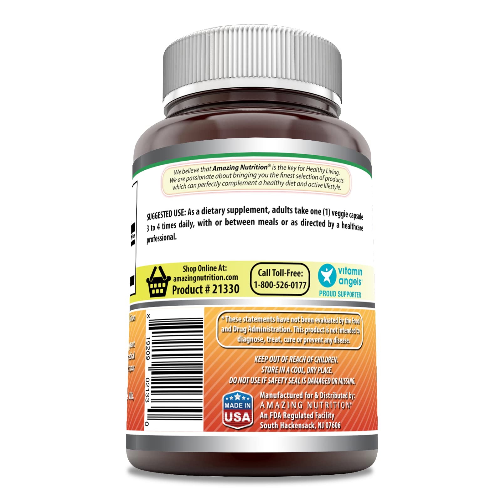 Amazing Nutrition bromelain label packaging highlights Non-GMO and gluten-free ingredients