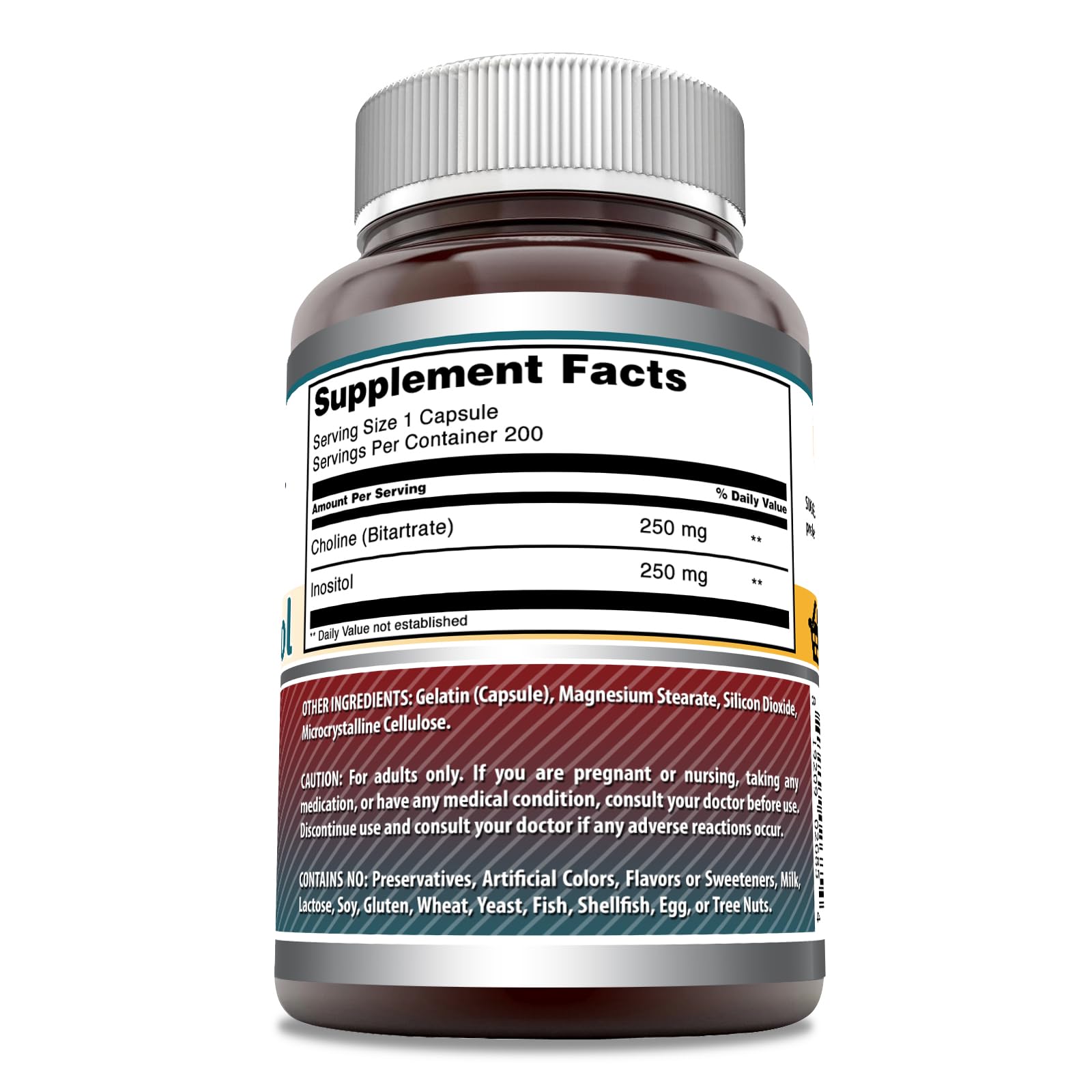Amazing Nutrition choline & inositol capsules close-up showing capsule design