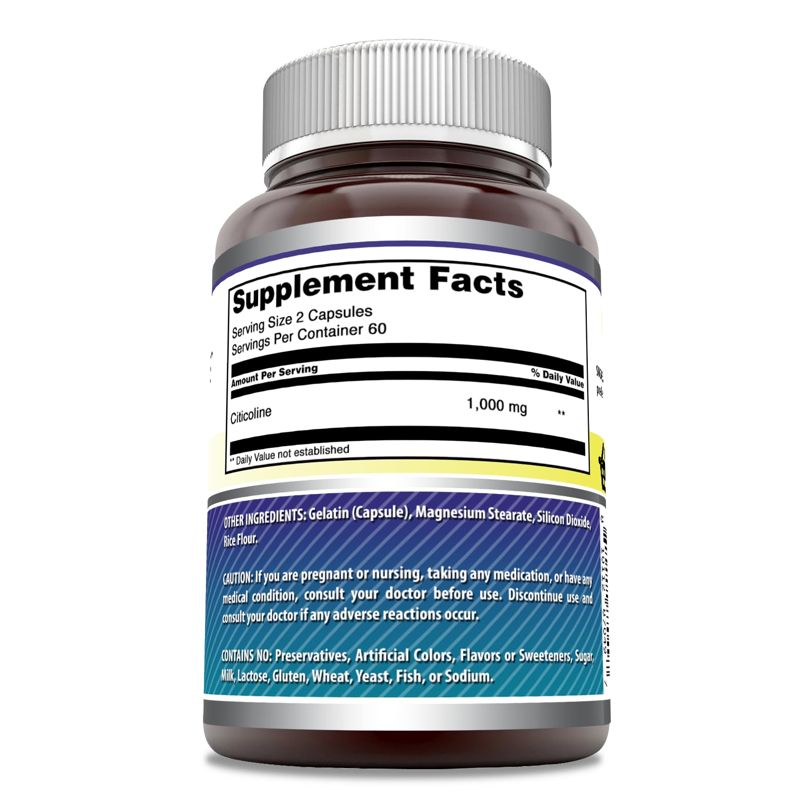 Amazing Nutrition Citicoline capsules close-up highlighting easy-to-dose capsules.
