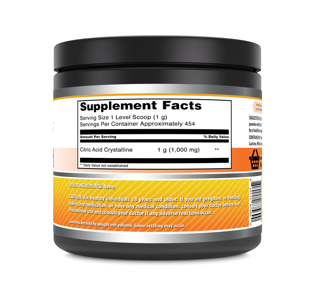 Amazing Nutrition citric acid powder scoop; precise 1 gram serving for consistent recipes
