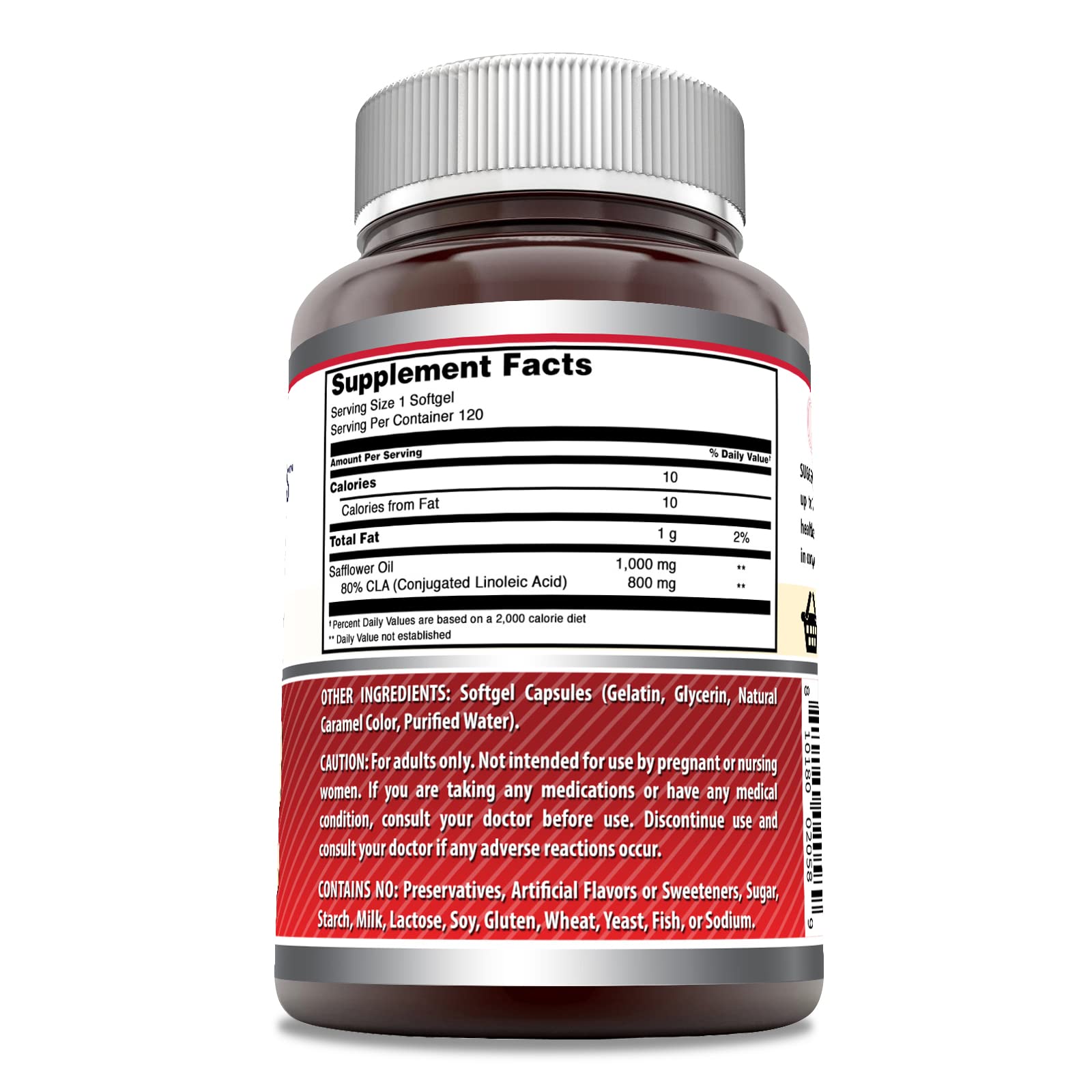 Amazing Nutrition CLA amino acid supplement label highlights 1000 mg per serving
