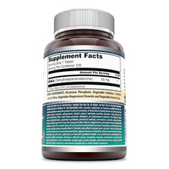 Label on Amazing Nutrition DHEA 100 mg bottle showing purity and gluten-free status