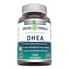 Amazing Nutrition DHEA 100 mg bottle side view for daily balance and reliability