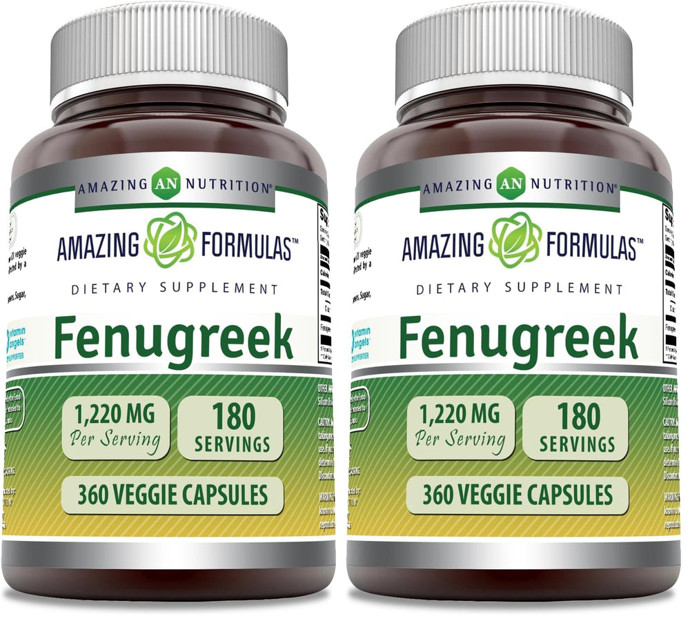 Amazing Nutrition fenugreek seed bottle showing 610 mg per serving for daily use.